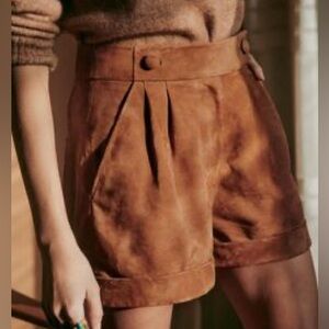 Sézane William Camel Suede Shorts Buttery soft 4 EU 34